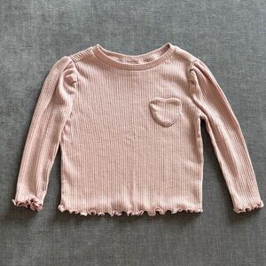 Pink ribbed long sleeve shirt